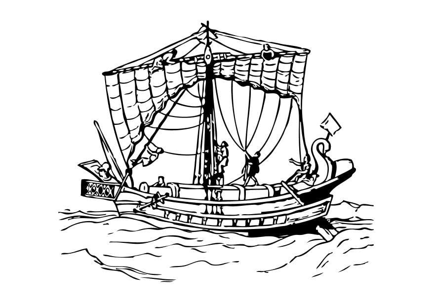 Kleurplaat Romeinse boot