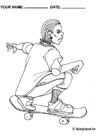 Kleurplaat skateboarden cool