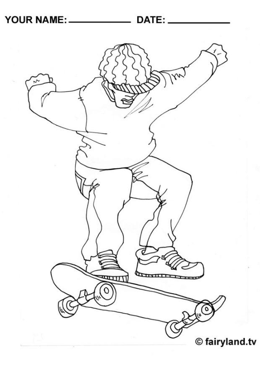 Kleurplaat Skateboarden