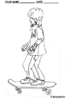 kleurplaat Skateboarden jongen