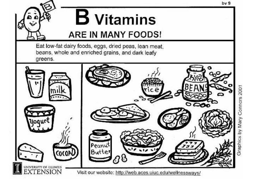 Kleurplaat Vitamine B in onze voeding