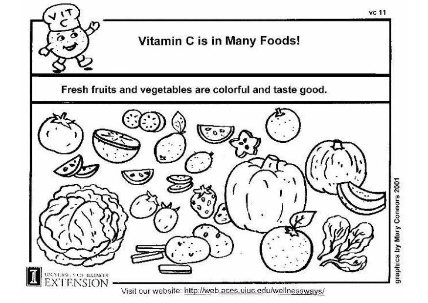 Kleurplaat Vitamine C in onze voeding