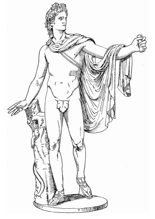 Kleurplaat Apollo, een Griekse god