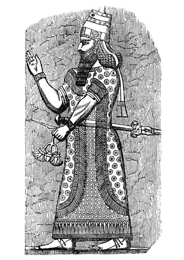 Kleurplaat assyrische koning