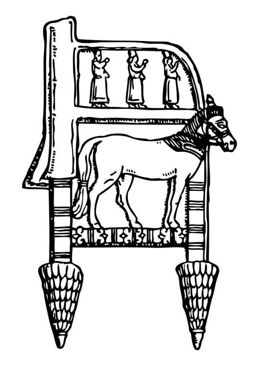 Kleurplaat Assyrische stoel