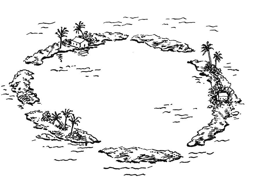 Kleurplaat atol - eilandengroep