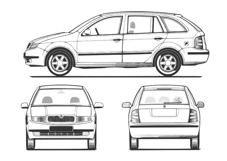 Kleurplaat auto - fabia