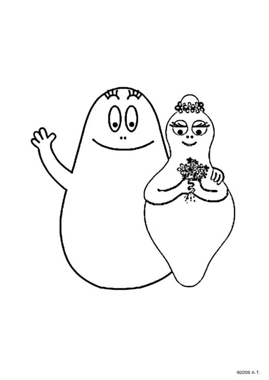 Kleurplaat barbapapa en barbamama