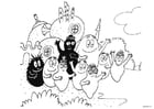 Kleurplaat barbapapa familie