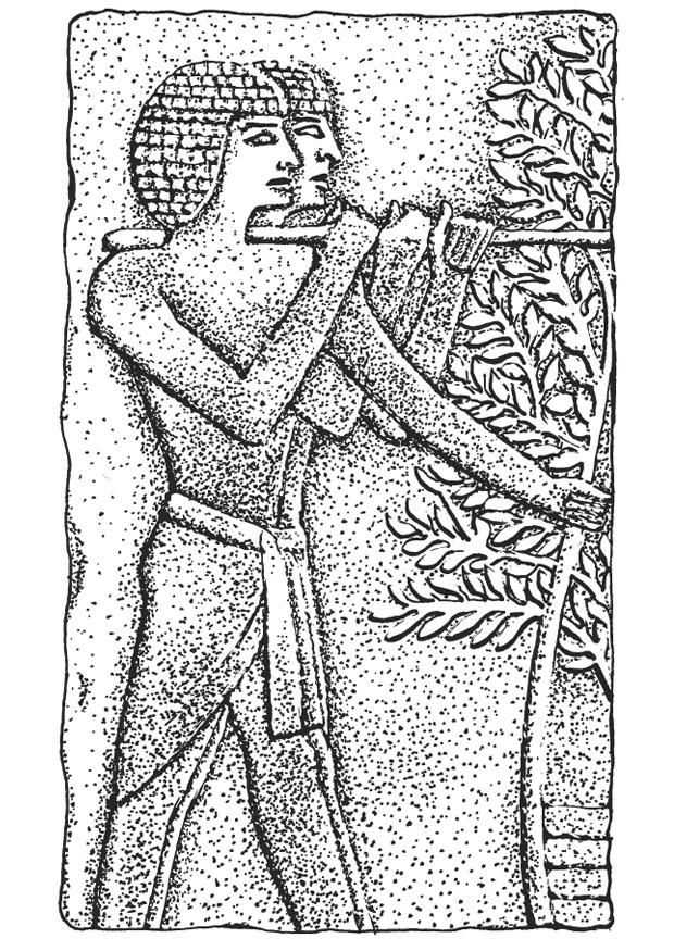 Kleurplaat bas relief egypte