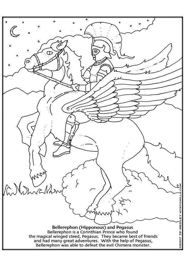 Kleurplaat Bellerephon en Pegasus