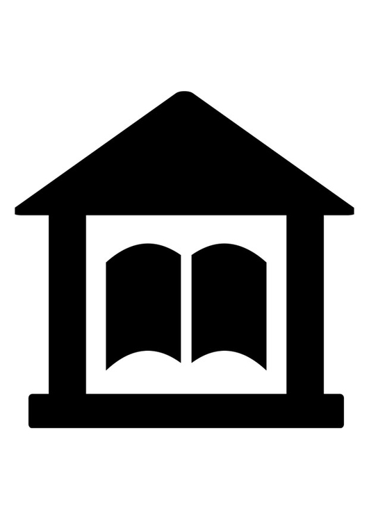 Kleurplaat bibliotheek pictogram