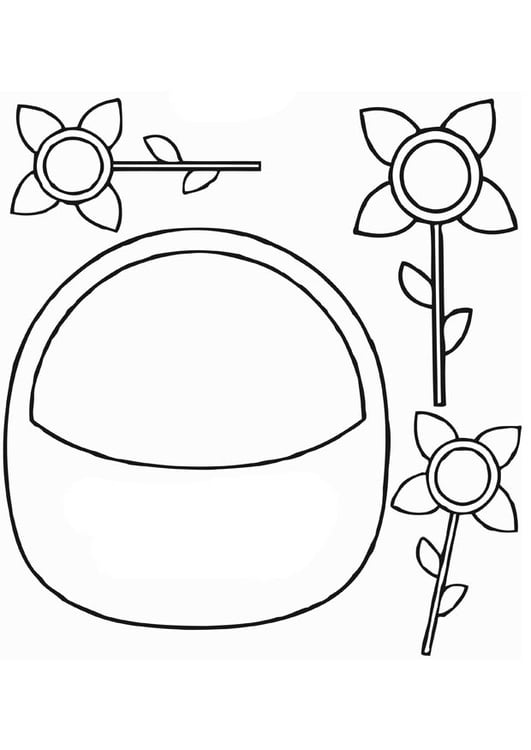 Kleurplaat bloemenmandje
