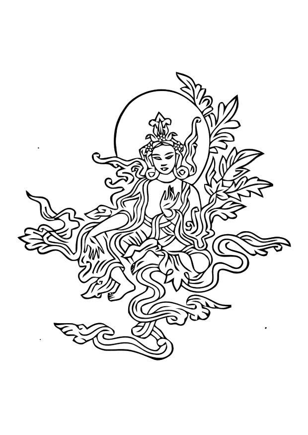 Kleurplaat boeddhistische afbeelding
