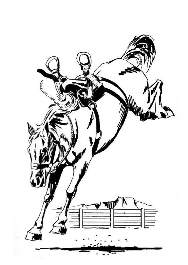 Kleurplaat bokkend paard