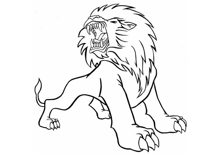 Kleurplaat boze leeuw