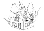Kleurplaat brand in woning