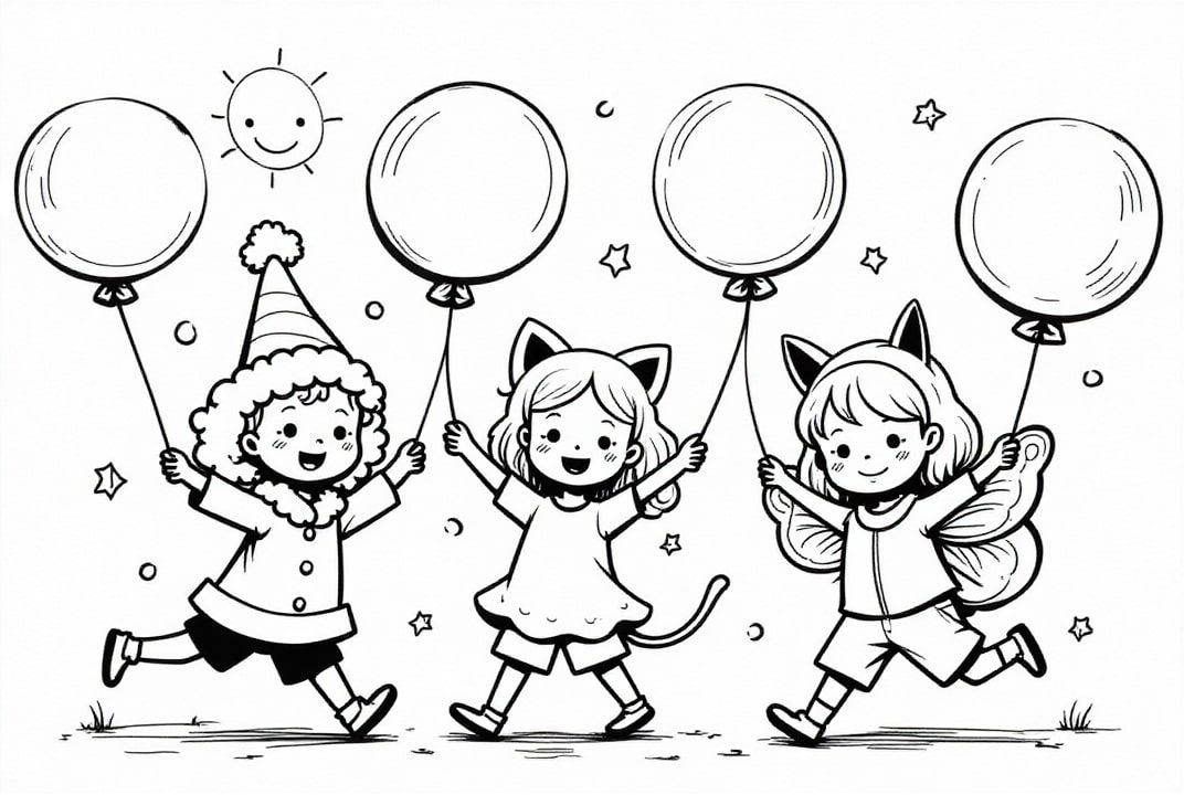 Kleurplaat carnaval in de zon