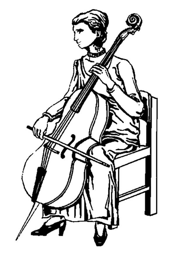 Kleurplaat cello