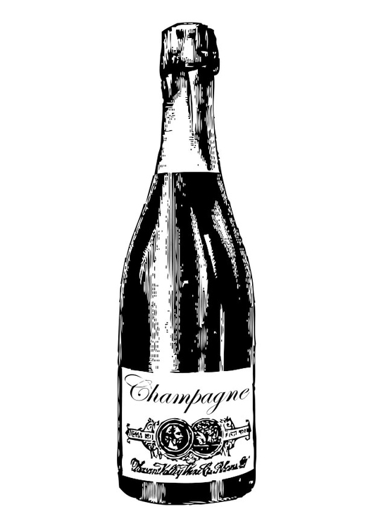 Kleurplaat champagne