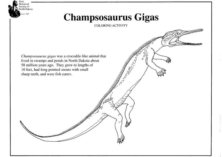 Kleurplaat champosaurus