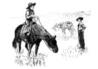 Kleurplaat cowgirl