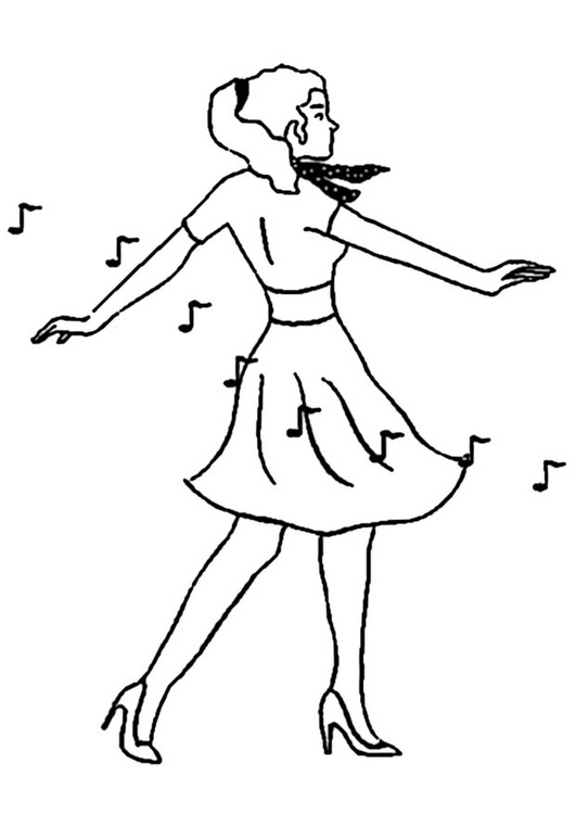 Kleurplaat dansend meisje