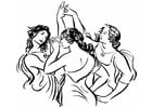 Kleurplaat dansende vrouwen