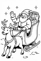 Kleurplaat de kerstman in de kerstslee