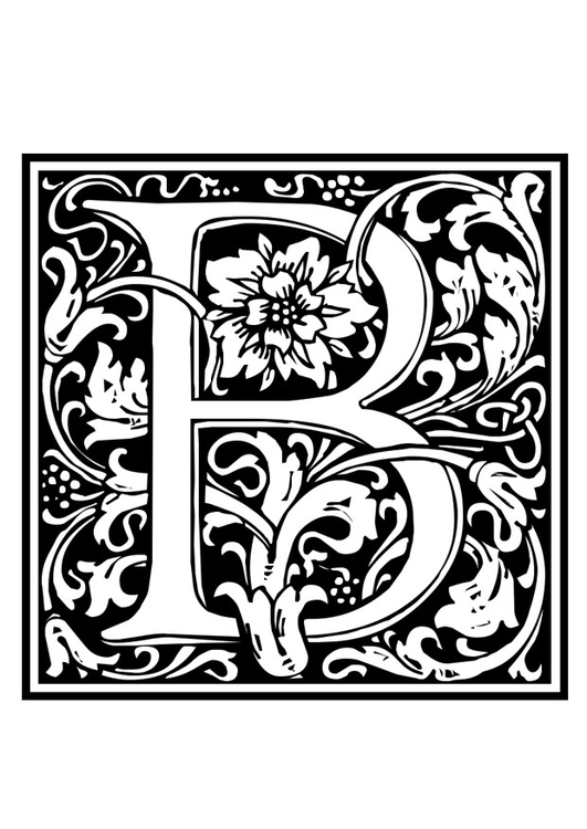 Kleurplaat decoratief alfabet - B