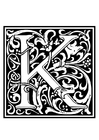Kleurplaten decoratief alfabet - K