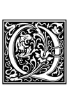 Kleurplaat decoratief alfabet - Q