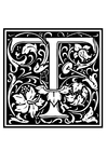 Kleurplaat decoratief alfabet - T