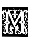 Kleurplaat decoratieve letter - m