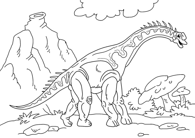 Kleurplaat dinosaurus - diplodocus