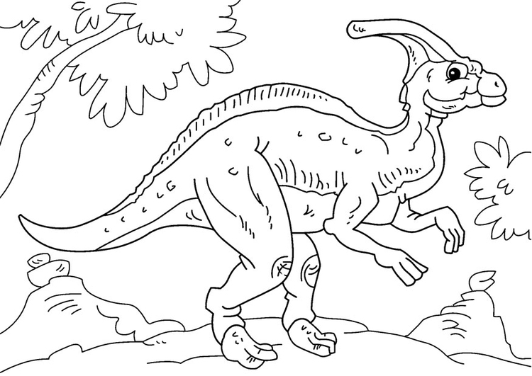 Kleurplaat dinosaurus - parasaurolophus