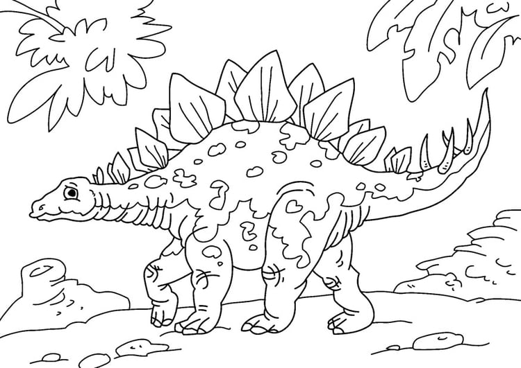 Kleurplaat dinosaurus - stegosaurus