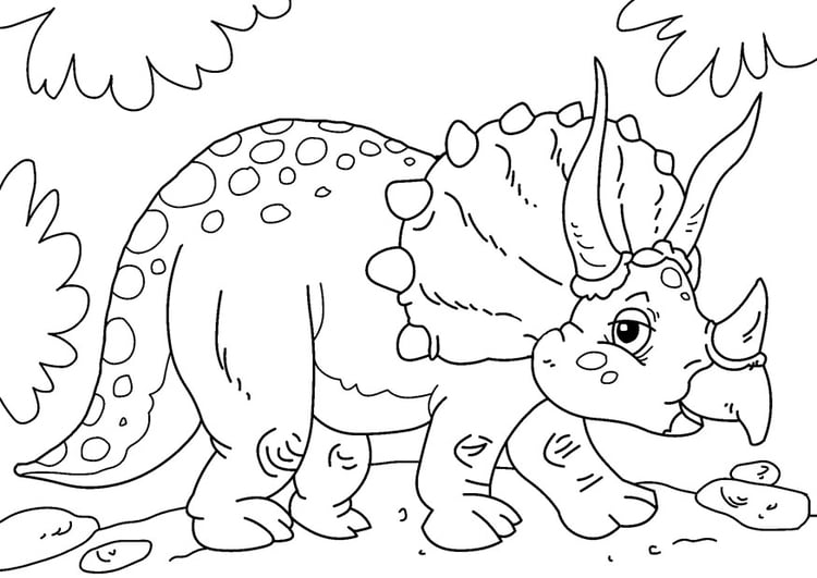 Kleurplaat dinosaurus - triceratops