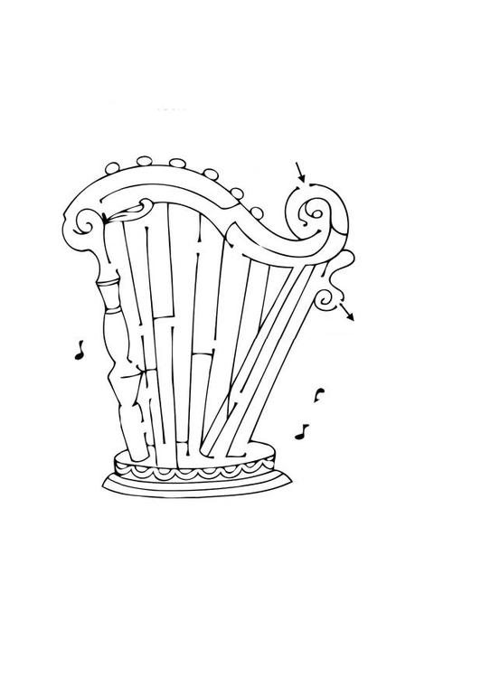 Kleurplaat doolhof - harp
