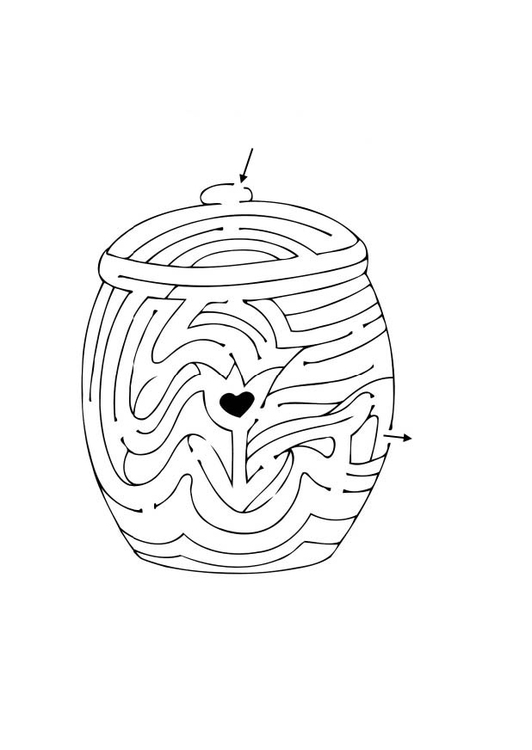 Kleurplaat doolhof - pot