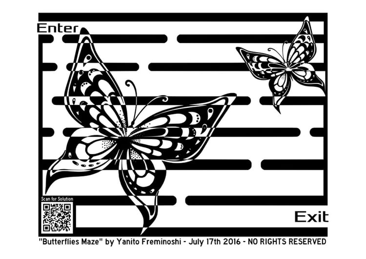 Kleurplaat doolhof - vlinder 