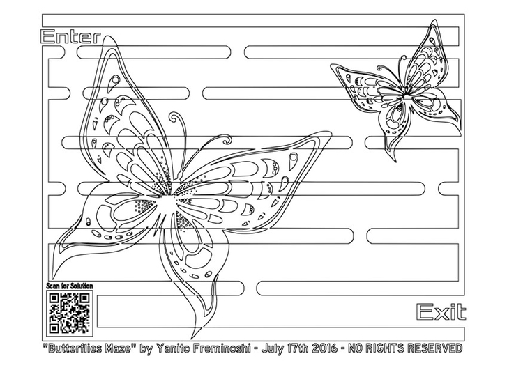 Kleurplaat doolhof - vlinder