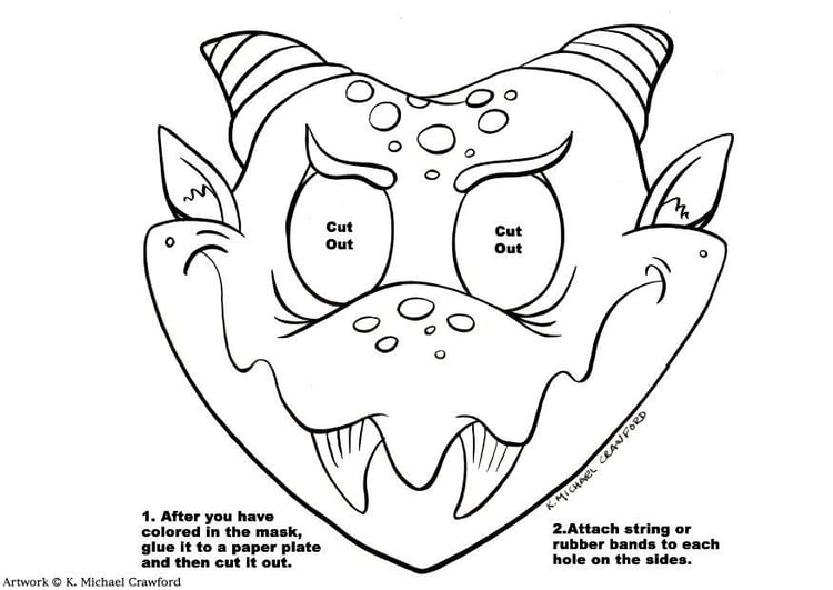 Kleurplaat drakenmasker