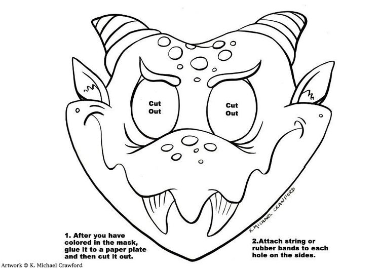 Kleurplaat drakenmasker