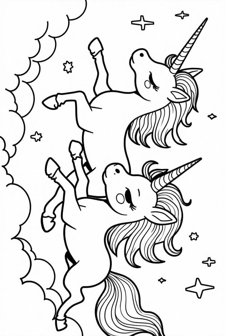 eenhoorns vliegen door de nacht