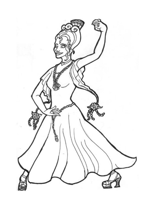 Kleurplaat flamenco prinses