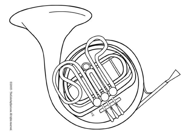 Kleurplaat french horn