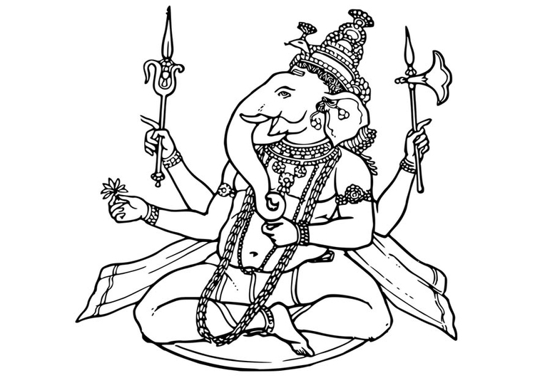 Kleurplaat Ganesha