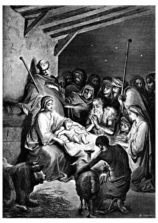 Kleurplaat geboorte van Jezus 