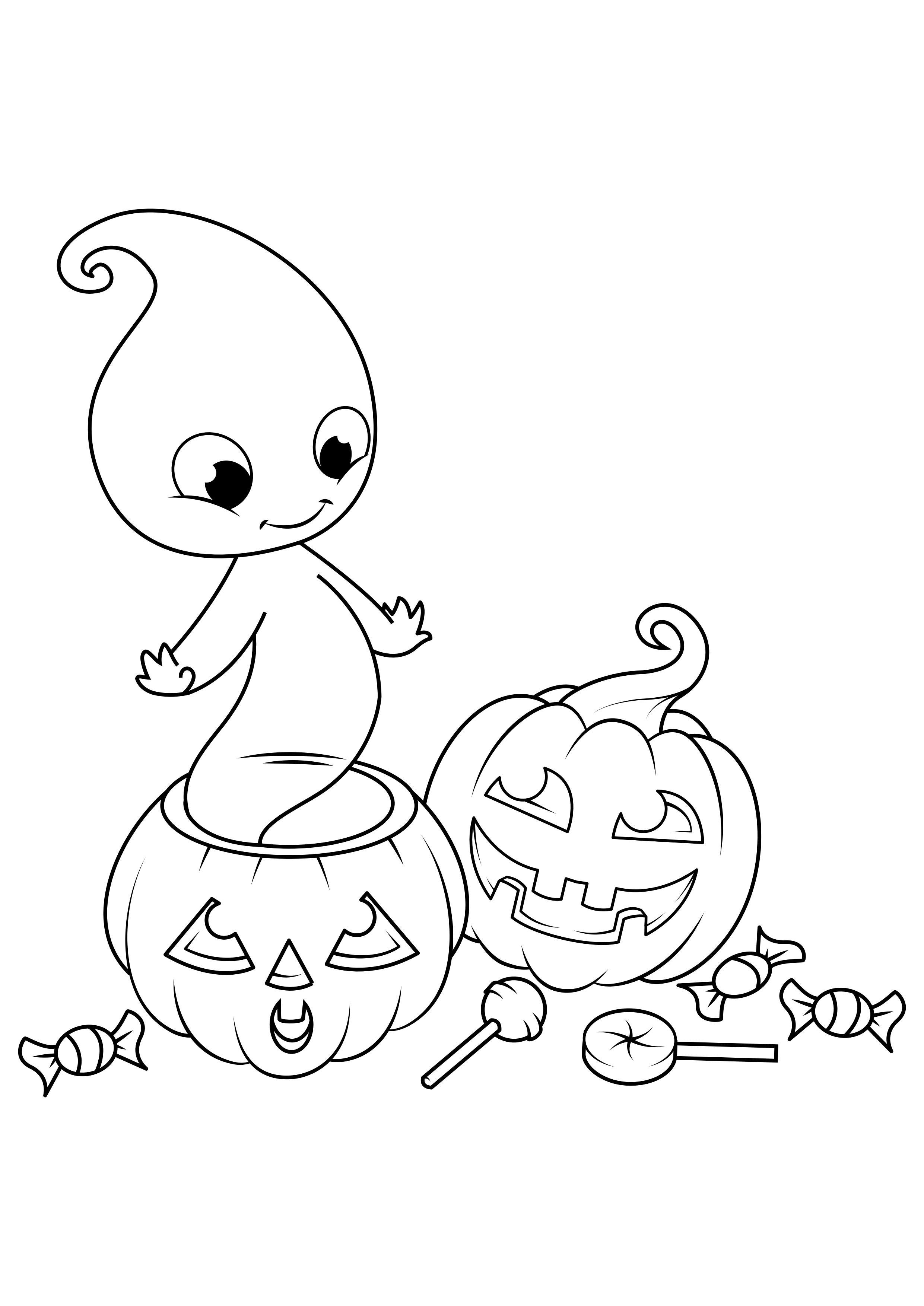 Kleurplaat Halloween spook